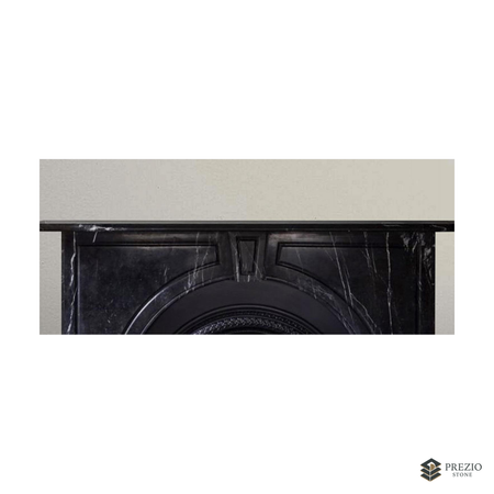 Prezio Stone Seraphina Carved Stone Fireplace Mantel in Nero Marquina - texture detail
