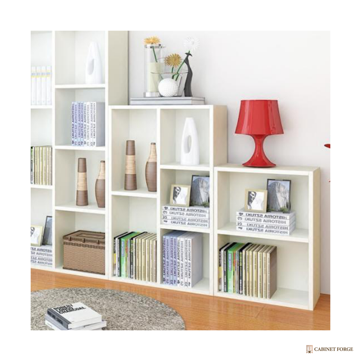 Cabinet Forge White Staircase Cube Bookcase - construction detail
