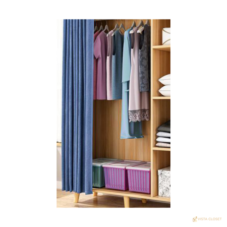 Vista Closet Natural Wood Curtain Wardrobe - construction detail