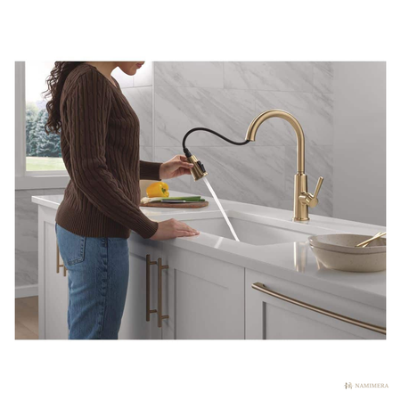 Namimera Transitional Single-Handle Pull-Down Kitchen Faucet, 1.8 GPM, Champagne Bronze - detail view