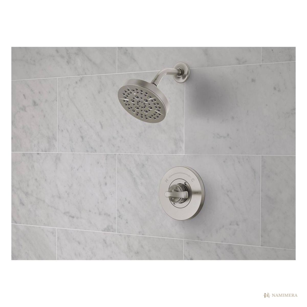Namimera Single-Handle 5-Spray Shower Faucet with Pressure Balance Valve, 1.75 GPM, Brushed Nickel - detail view