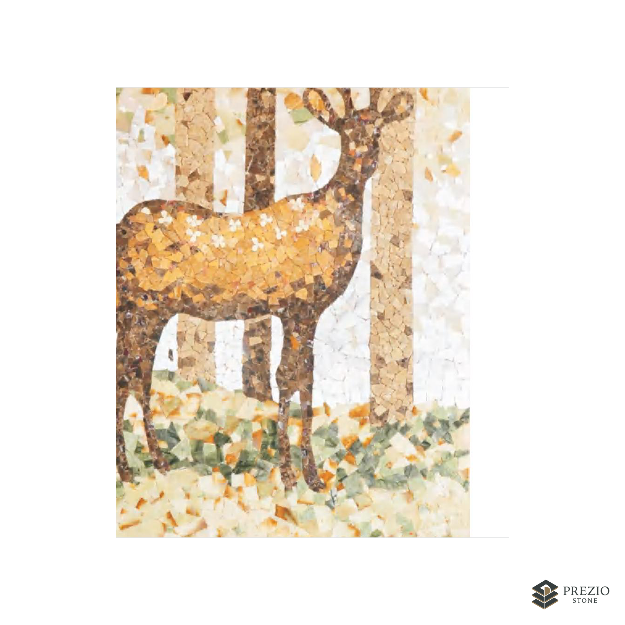 Prezio Stone Autumn Forest Mosaic Mural, Commissioned Stone Wall Art - texture detail