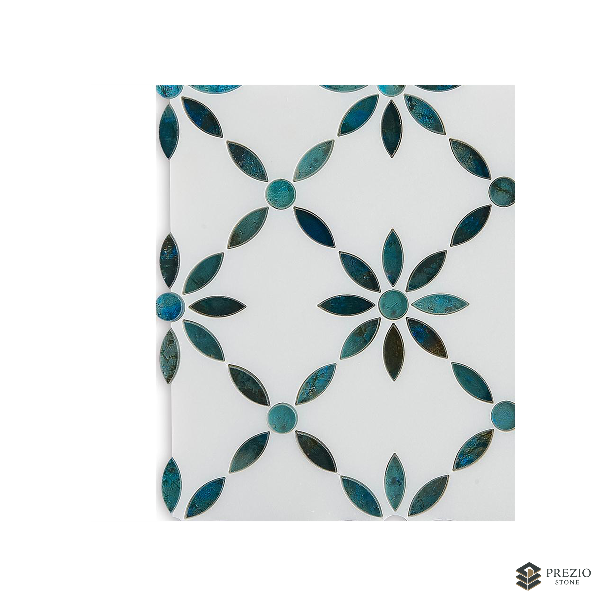 Prezio Stone Daisy Petal Waterjet Mosaic, Two Tone Marble Sheet - texture detail