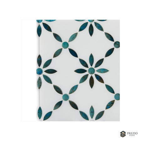 Prezio Stone Daisy Petal Waterjet Mosaic, Two Tone Marble Sheet - texture detail