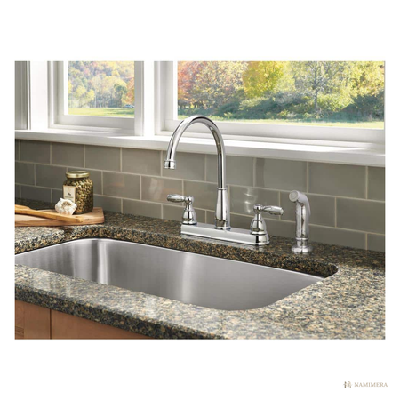 Namimera 2-Handle Standard Kitchen Faucet with Side Sprayer, 1.8 GPM, Chrome - detail view