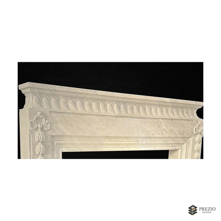 Prezio Stone Celeste Carved Stone Fireplace Mantel in Carrara Marble - texture detail
