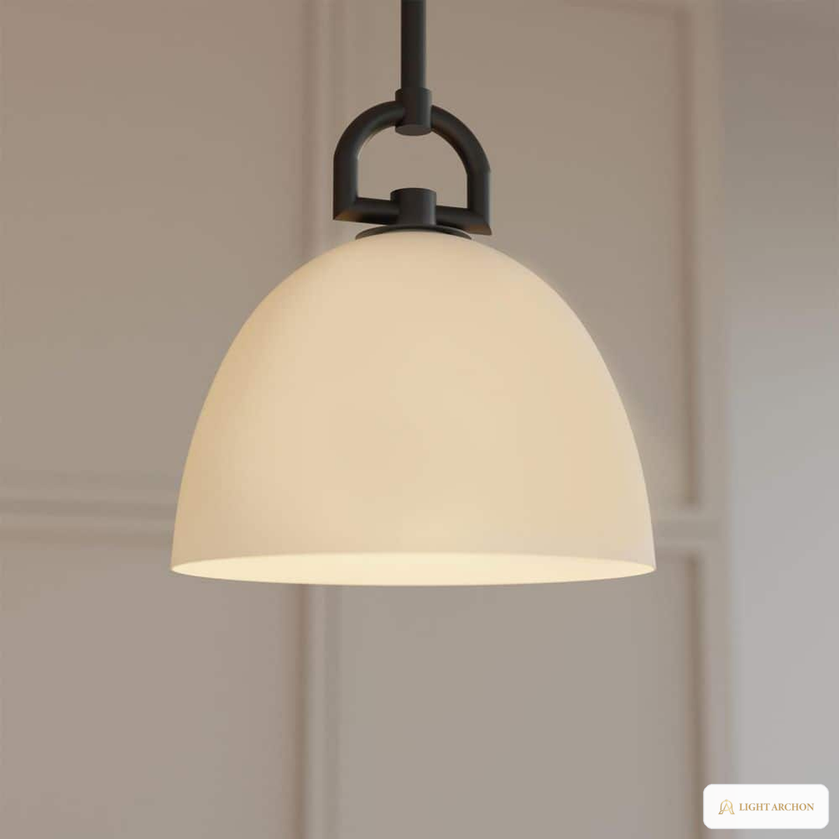 Light Archon Taper 8.9 in. Matte Black Cone Pendant with White Opal Glass Shade - construction detail