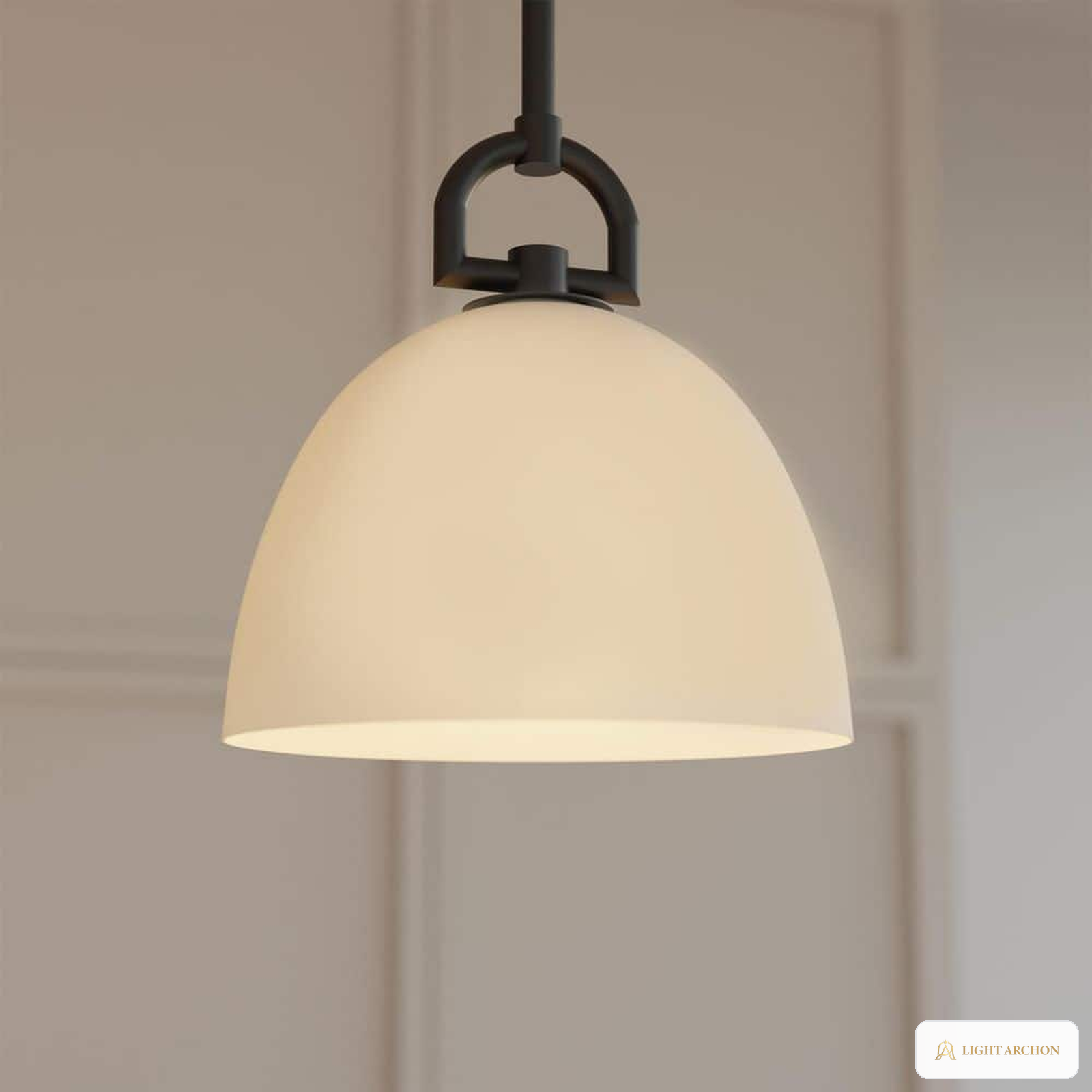 Light Archon Taper 8.9 in. Matte Black Cone Pendant with White Opal Glass Shade - construction detail