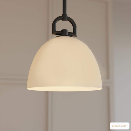 Light Archon Taper 8.9 in. Matte Black Cone Pendant with White Opal Glass Shade - construction detail
