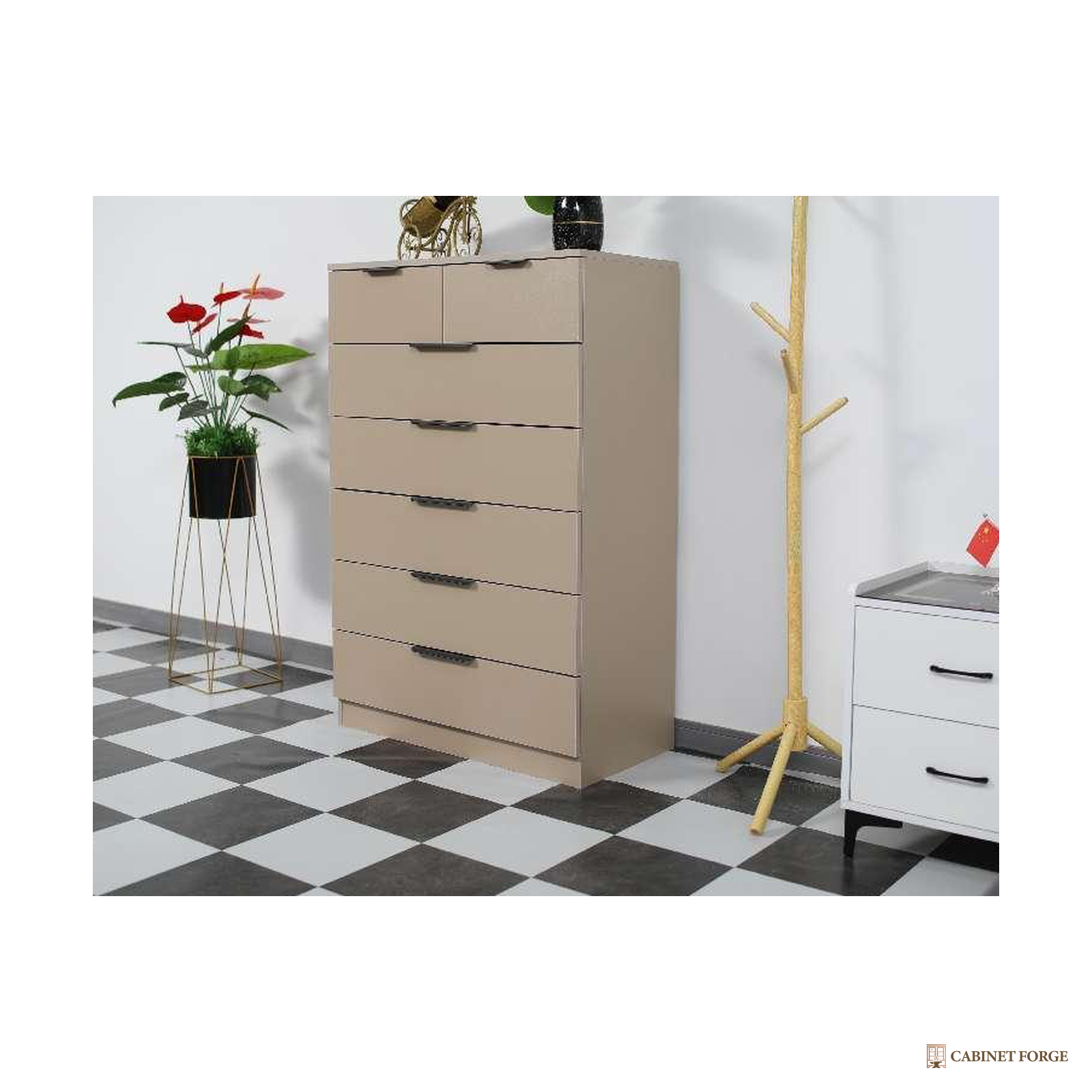 Cabinet Forge Champagne Six-Drawer Tall Chest - construction detail