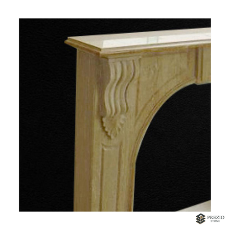 Prezio Stone Dahlia 59 in. W Carved Stone Fireplace Mantel, Based on Carrara Marble - texture detail