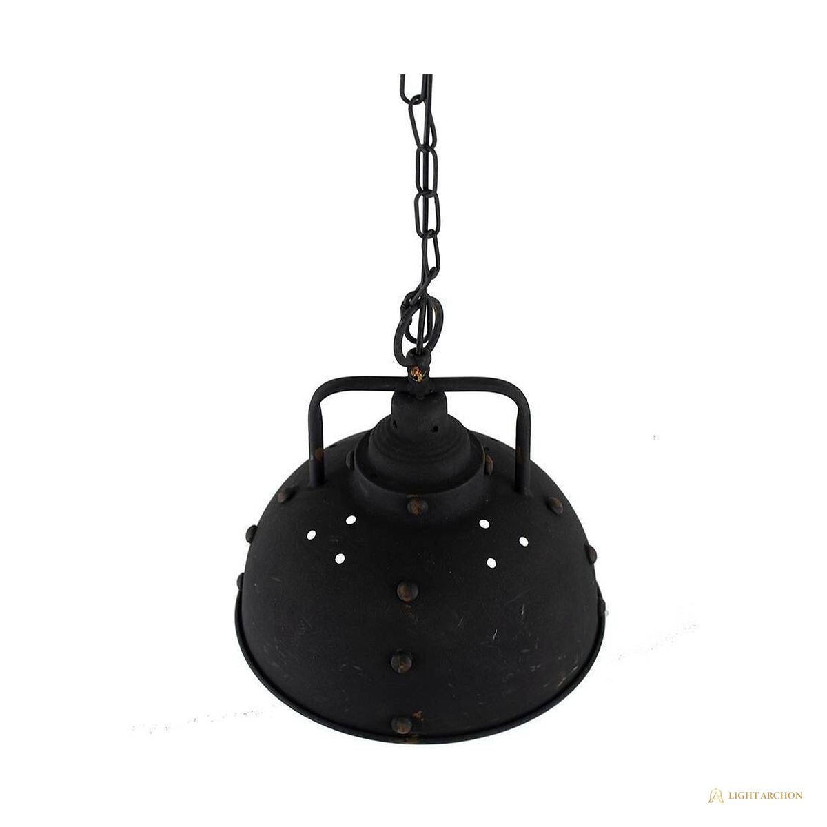 Light Archon Rivet 10.4 in. Antique Bronze Industrial Dome Pendant with Chain - construction detail