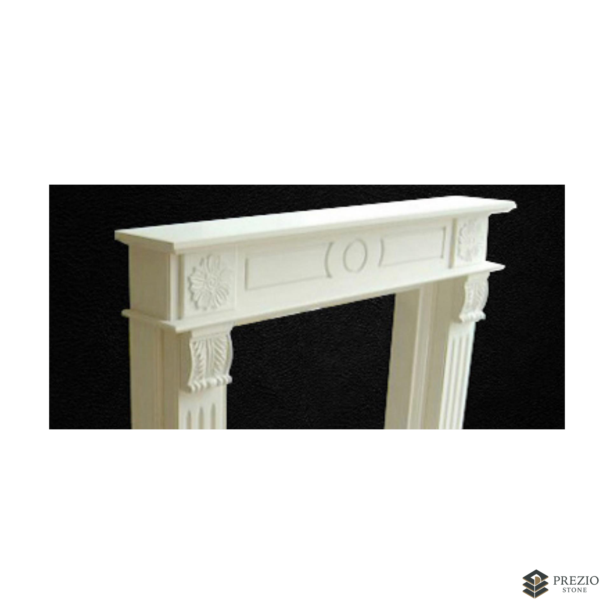 Prezio Stone Eleanor 59 in. W Carved Stone Fireplace Mantel, Based on Carrara Marble - texture detail