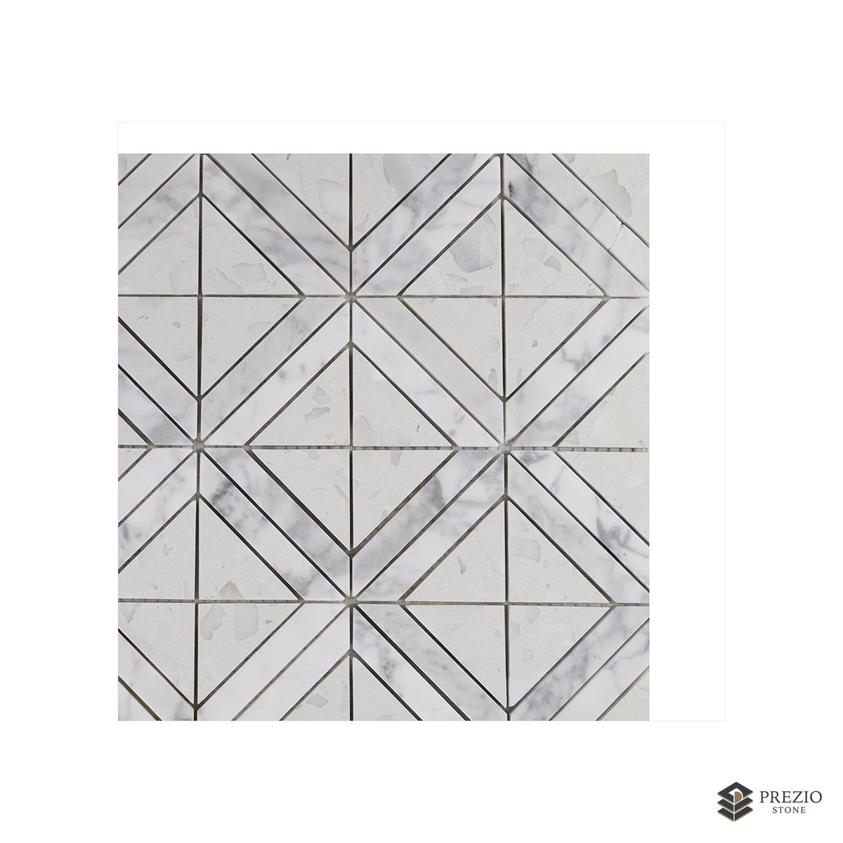 Prezio Stone Diamond Lattice Mosaic, Marble and Travertine Parquet Sheet - texture detail