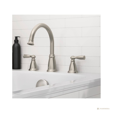 Namimera 2-Handle Deck-Mount High-Arc Roman Tub Faucet with Valve, Brushed Nickel - detail view