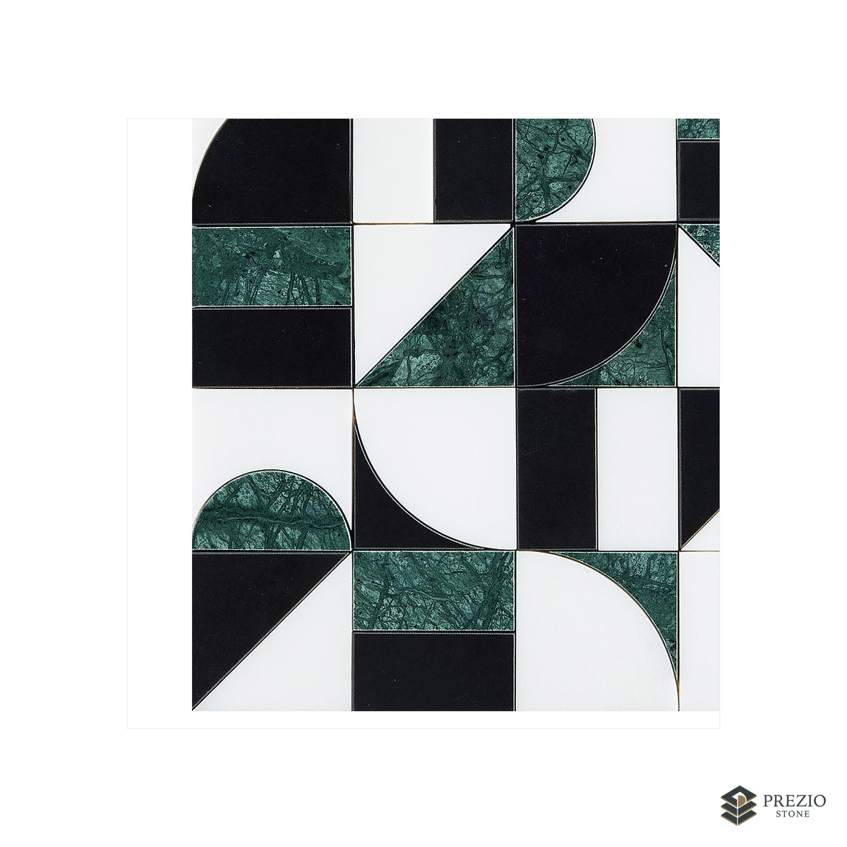Prezio Stone Modernist Patchwork Waterjet Mosaic, Mixed Marble Sheet - texture detail
