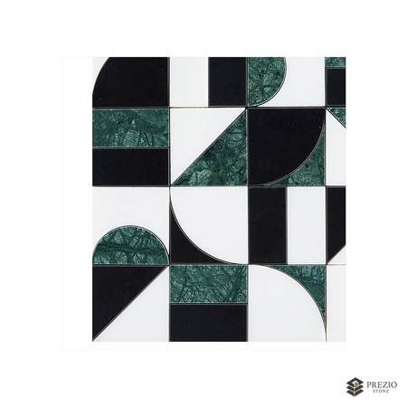 Prezio Stone Modernist Patchwork Waterjet Mosaic, Mixed Marble Sheet - texture detail