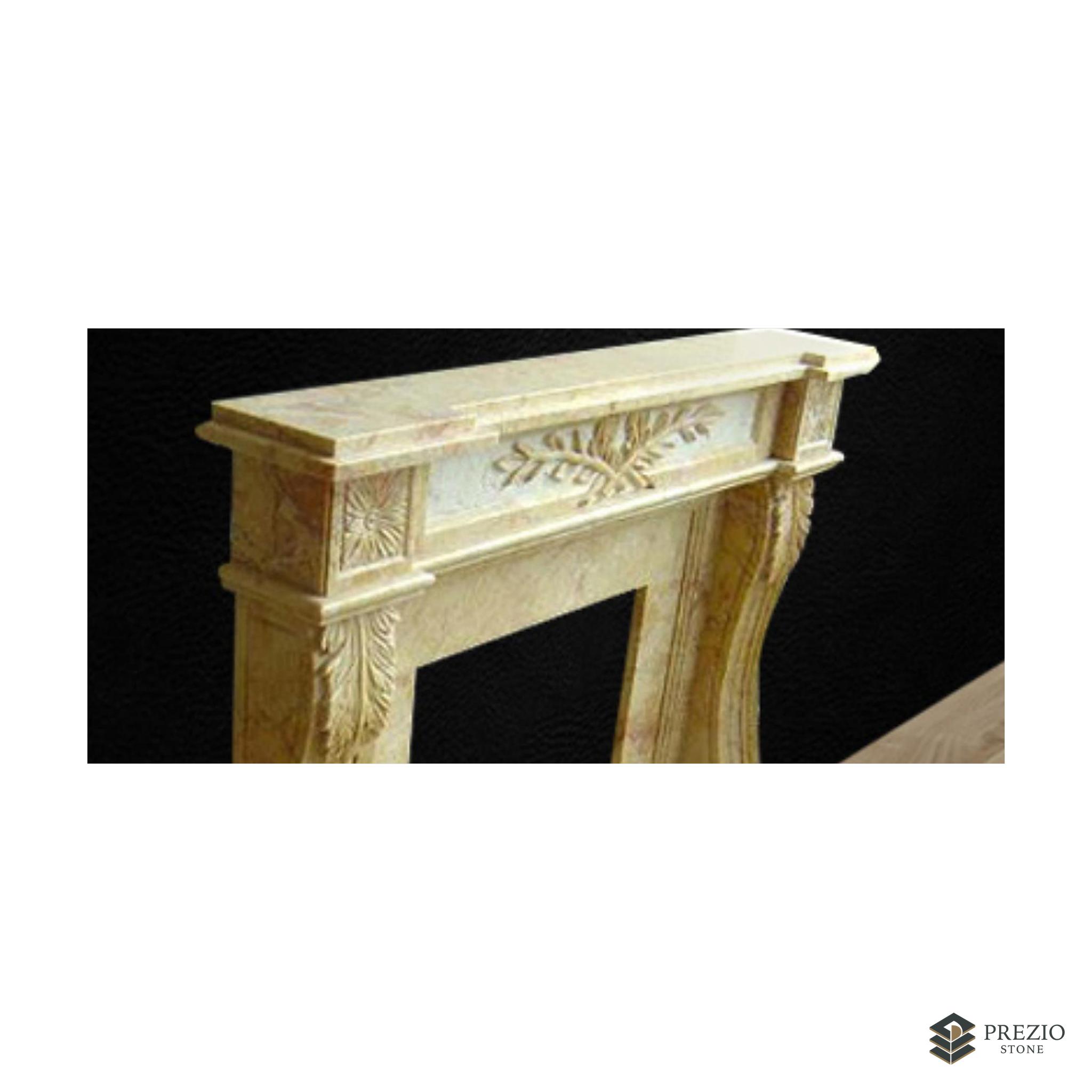 Prezio Stone Isabella 63 in. W Carved Stone Fireplace Mantel, Based on Carrara Marble - texture detail