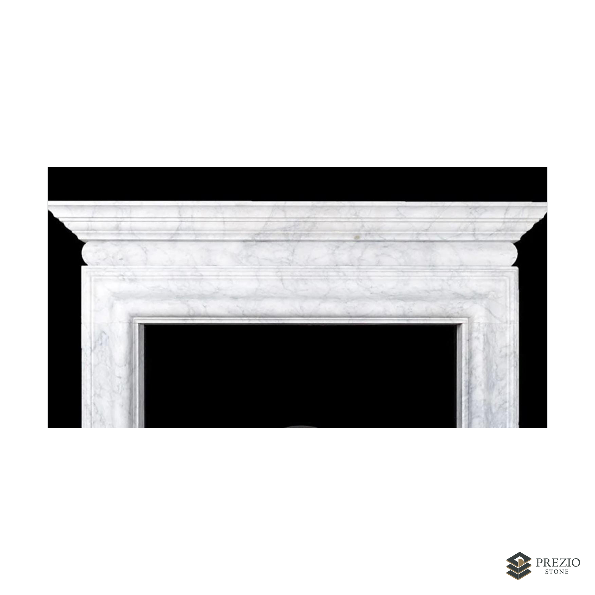 Prezio Stone Maeve 61 in. W Carved Stone Fireplace Mantel in Carrara Marble - texture detail
