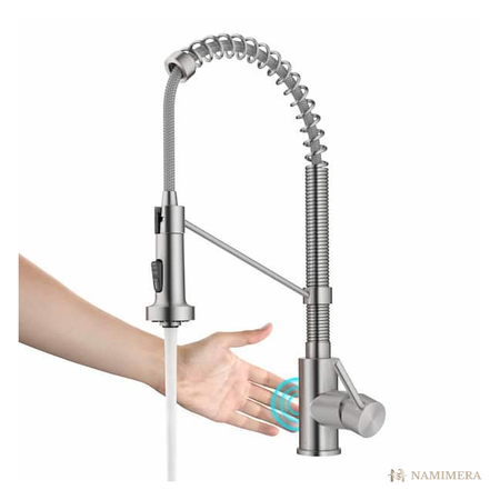 Namimera Commercial-Style Touchless Pull-Down Kitchen Faucet, 1.8 GPM, Stainless - detail view