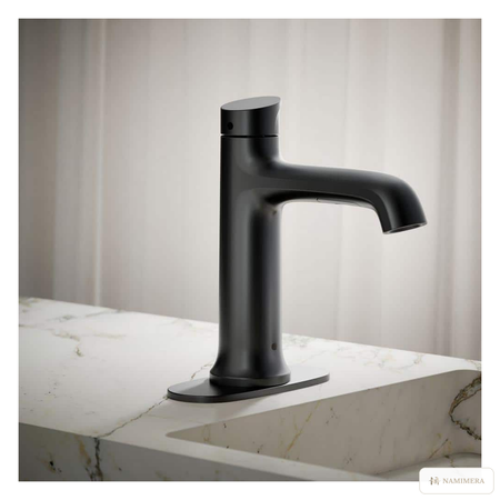 Namimera Touchless Single-Hole Bathroom Faucet, Battery Powered, 1.2 GPM, Matte Black - detail view