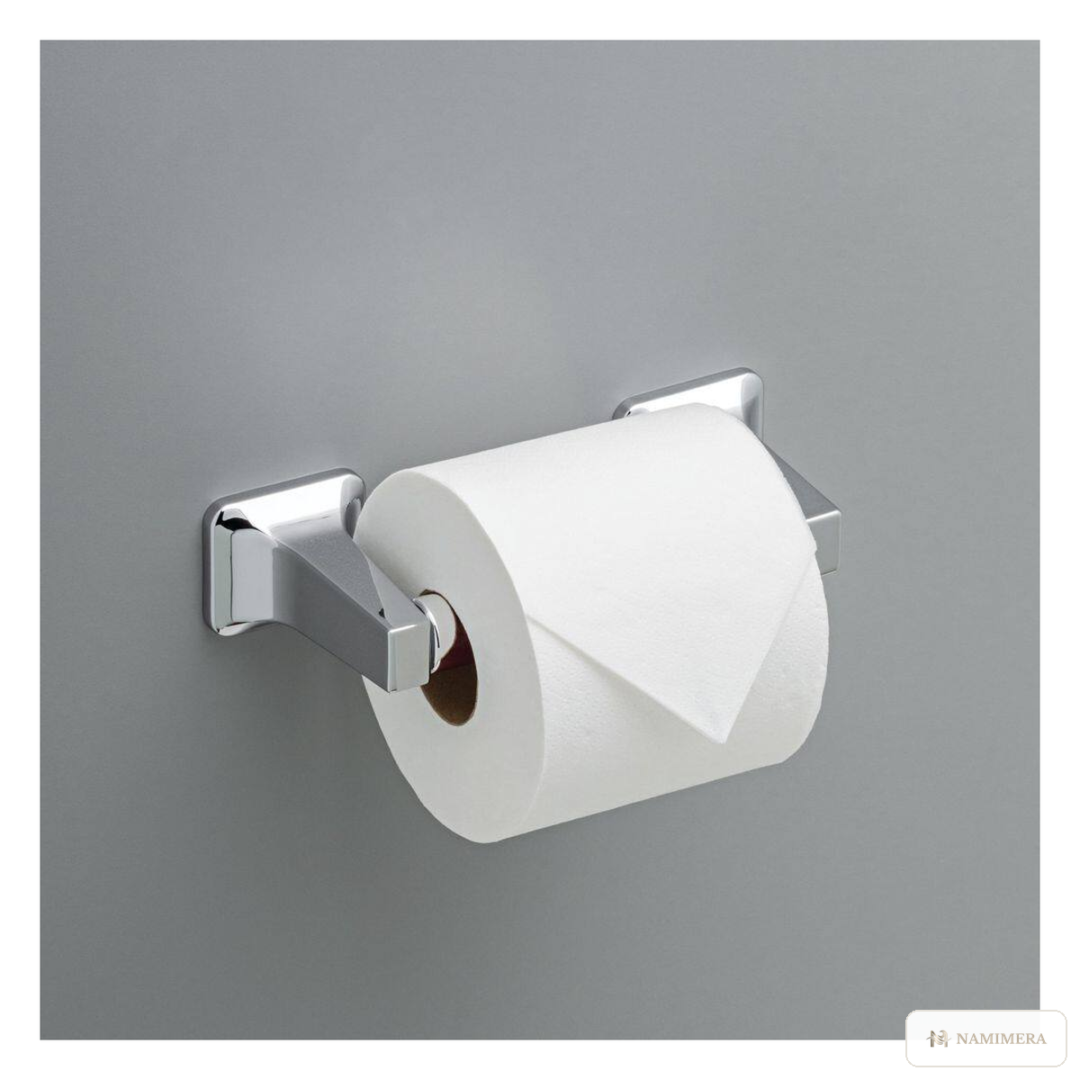 Namimera Wall Mount Spring-Loaded Toilet Paper Holder, Polished Chrome - detail view