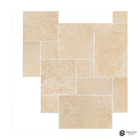 Prezio Stone Champagne Stone Limestone Look Porcelain Tile, Modular Set - texture detail
