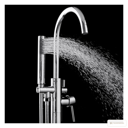 Namimera Single-Handle Freestanding Tub Filler with Hand Shower, 4.1 GPM, Chrome - detail view