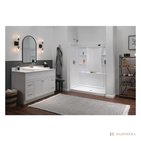 Namimera 60 in. W x 73.25 in. H x 32 in. D 3-Piece Direct-to-Stud Alcove Shower Wall Set, White - detail view