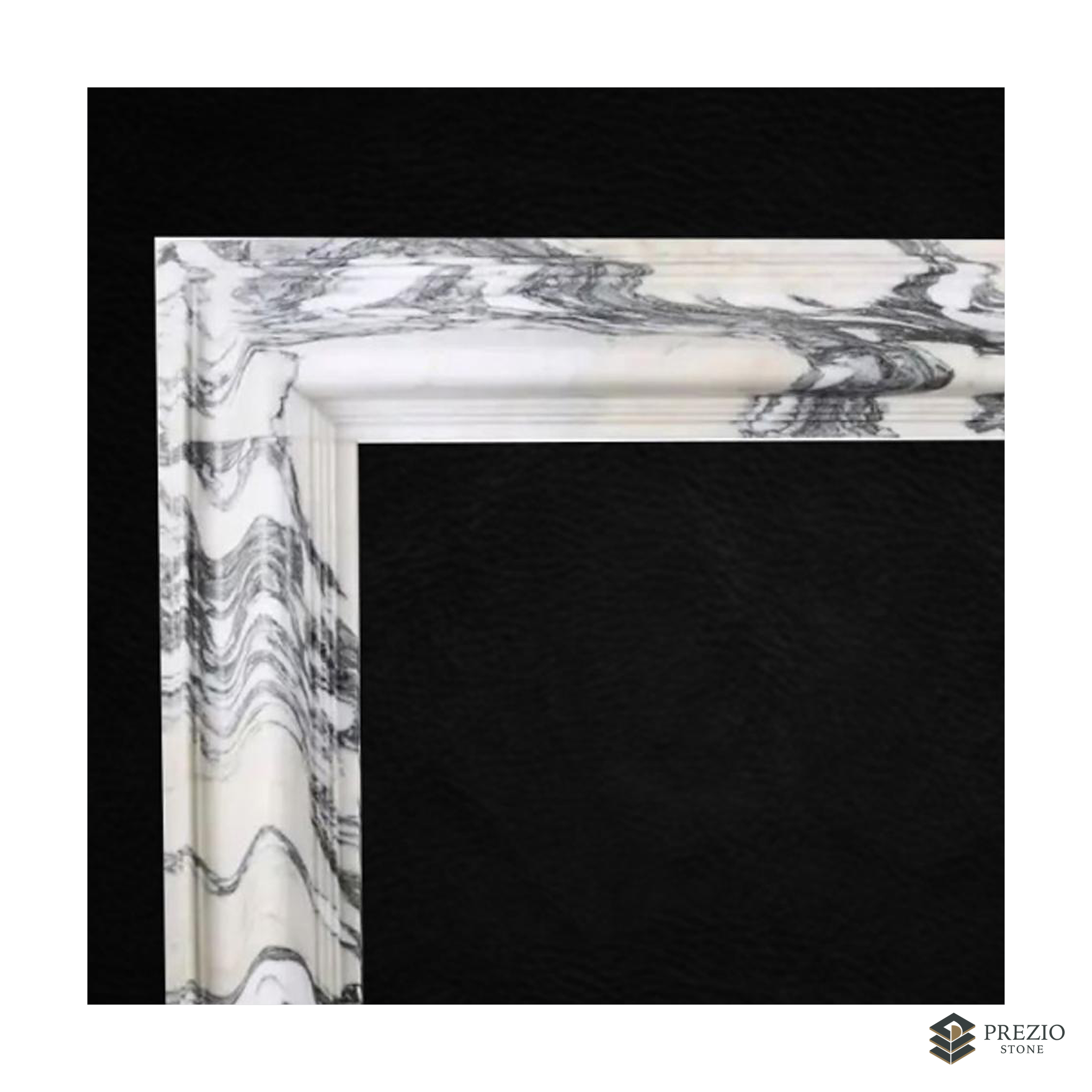 Prezio Stone Adeline 59 in. W Carved Stone Fireplace Mantel in Arabescato Marble - texture detail