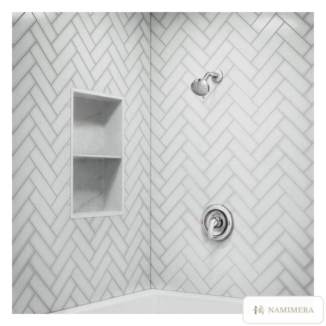 Namimera Single-Handle 4-Spray Shower Faucet Set with Pressure Balance Valve, 1.75 GPM, Chrome - detail view