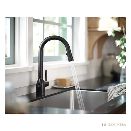 Namimera Touchless Single-Handle Pull-Down Kitchen Faucet, 1.5 GPM, Matte Black - detail view