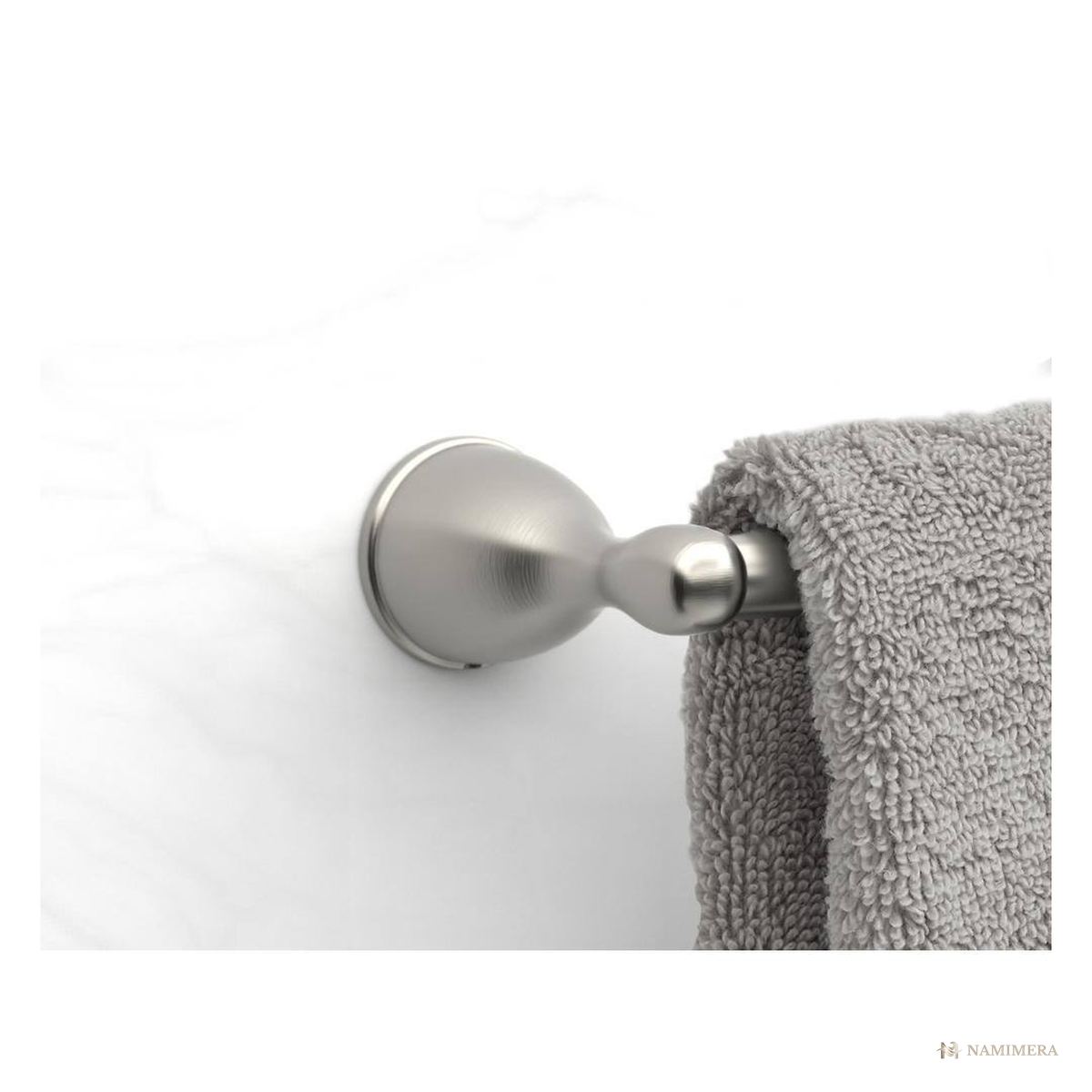 Namimera 3-Piece Bath Hardware Set with 18 in. Towel Bar, Brushed Nickel - detail view