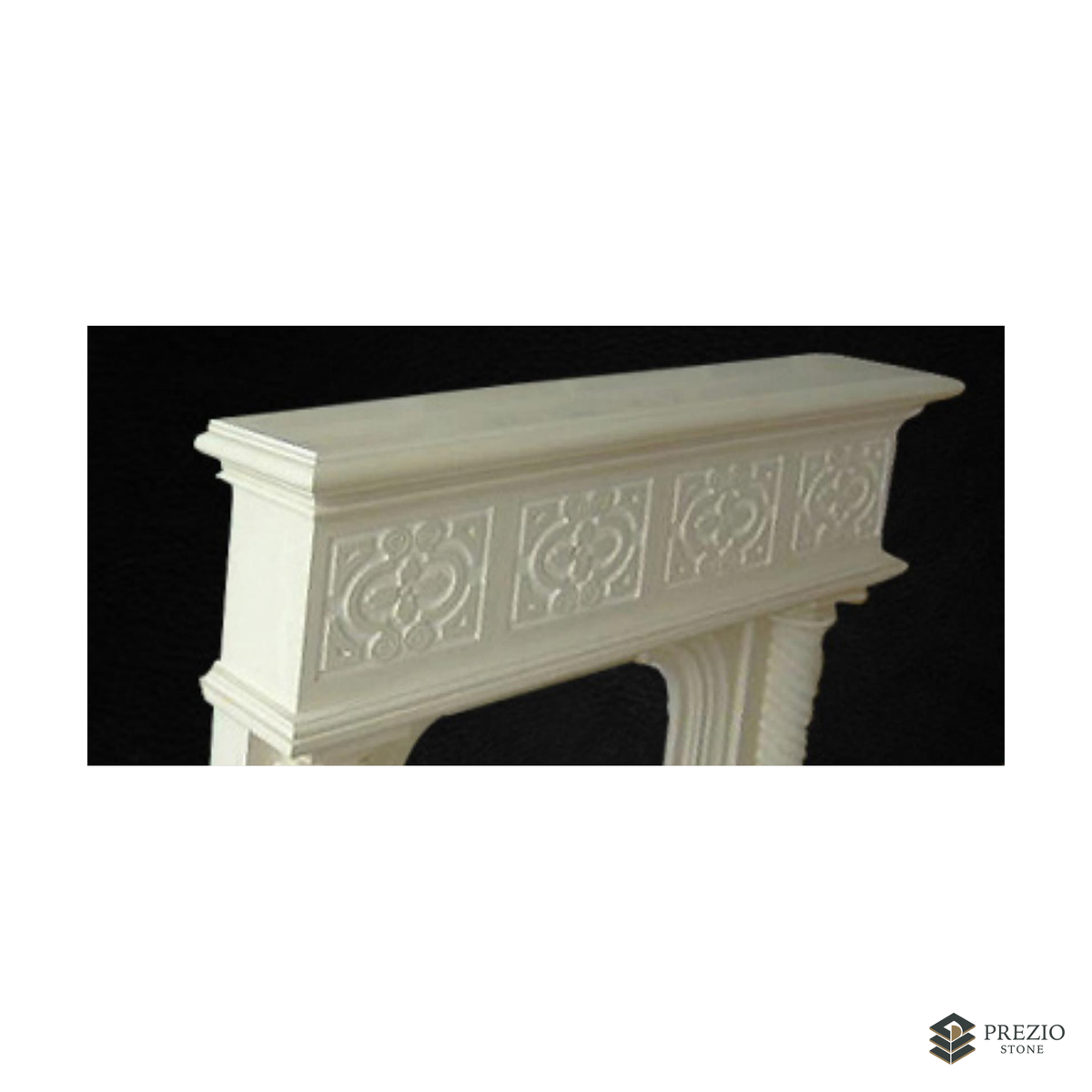 Prezio Stone Scarlett 55 in. W Carved Stone Fireplace Mantel, Based on Carrara Marble - texture detail