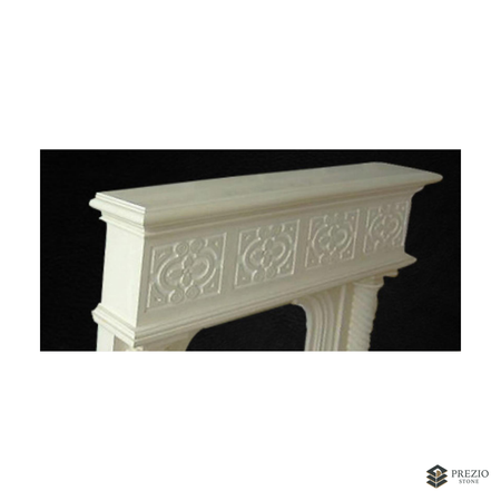 Prezio Stone Scarlett 55 in. W Carved Stone Fireplace Mantel, Based on Carrara Marble - texture detail