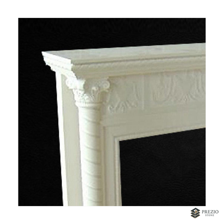 Prezio Stone Olivia 59 in. W Carved Stone Fireplace Mantel, Based on Carrara Marble - texture detail