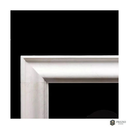 Prezio Stone Matilda 63 in. W Carved Stone Fireplace Mantel in Statuario White Marble - texture detail