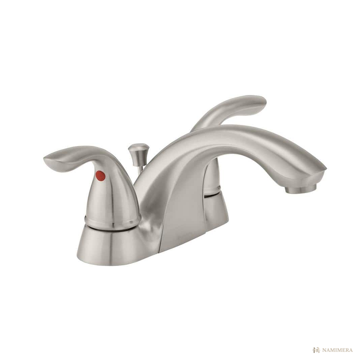 Namimera 4 in. Centerset Double-Handle Low-Arc Bathroom Faucet, 1.2 GPM, Chrome - bn finish
