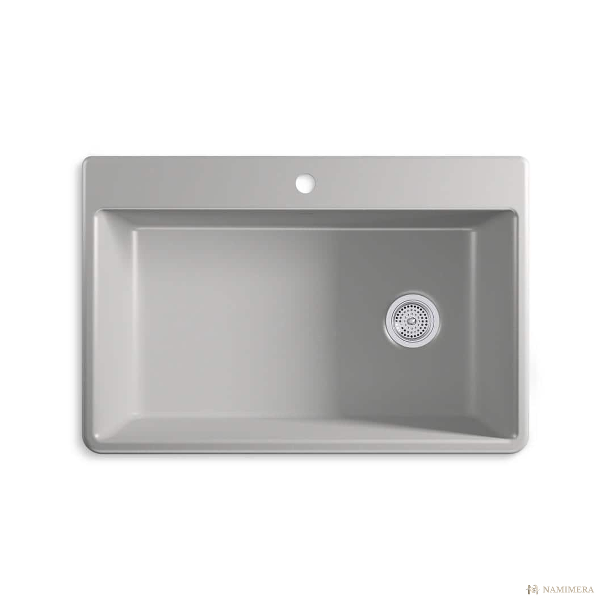 Namimera 33 in. Drop-In Granite Composite Single Bowl Kitchen Sink, Matte Black - gry finish