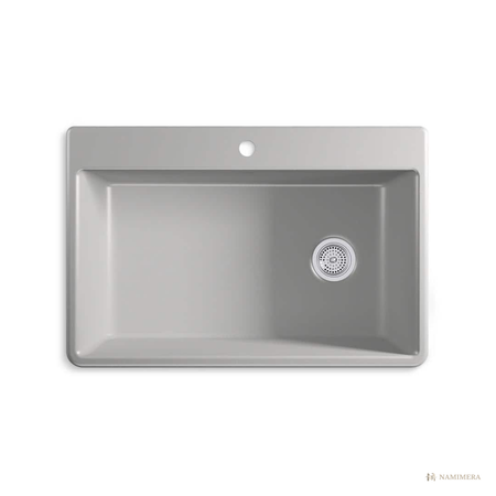 Namimera 33 in. Drop-In Granite Composite Single Bowl Kitchen Sink, Matte Black - gry finish