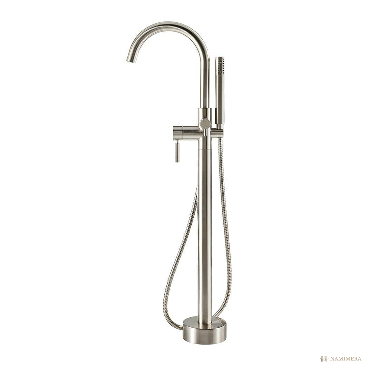 Namimera Freestanding Tub Filler with Hand Shower and Supply Lines, Matte Black - sn finish