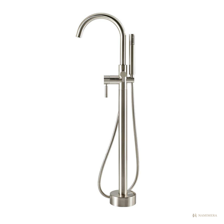 Namimera Freestanding Tub Filler with Hand Shower and Supply Lines, Matte Black - sn finish