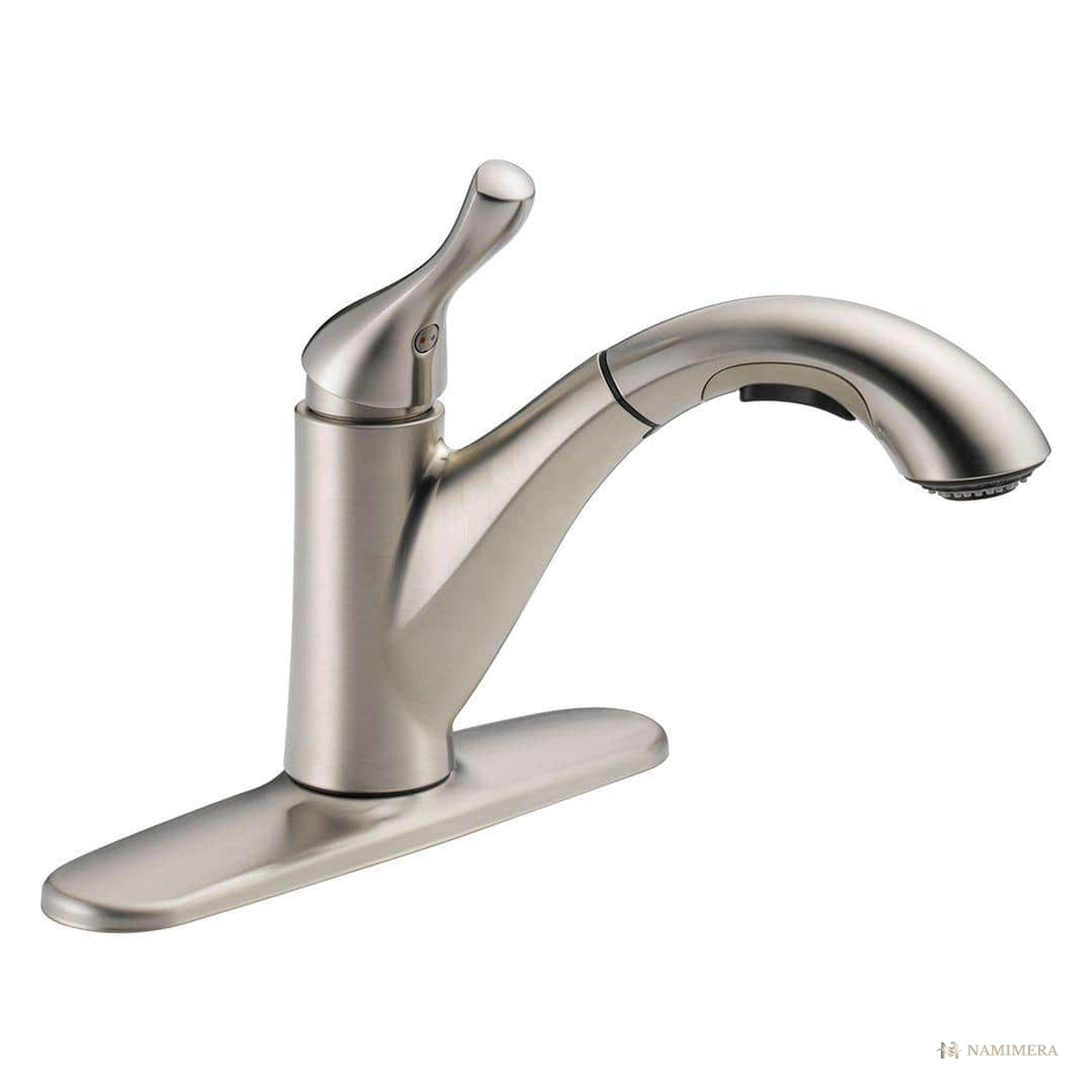 Namimera Single-Handle Pull-Out Kitchen Faucet with Deck Plate, 1.8 GPM, Chrome - ss finish