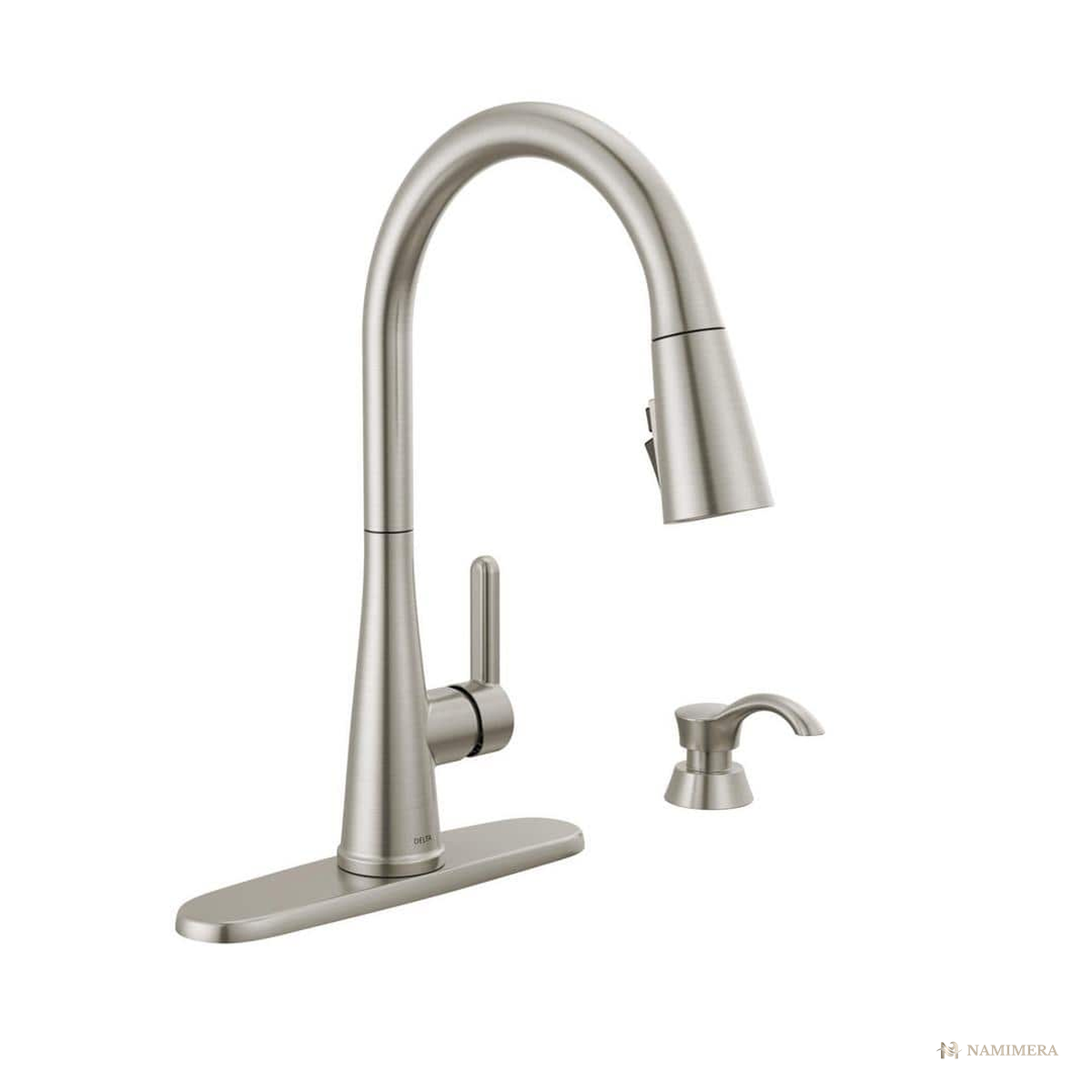 Namimera Pull-Down Kitchen Faucet with Splash-Guard Spray, 1.8 GPM, Polished Chrome - ss finish