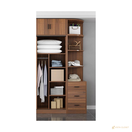 Vista Closet Deep Walnut 2-Door Sliding Wardrobe - interior layout
