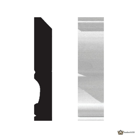 Lumber God Primed Crown Molding, 4-1/2 in, 8 ft - profile view