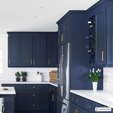 Cabinet Forge Blue Shaker Sink and Specialty Base Cabinet Set - room scene