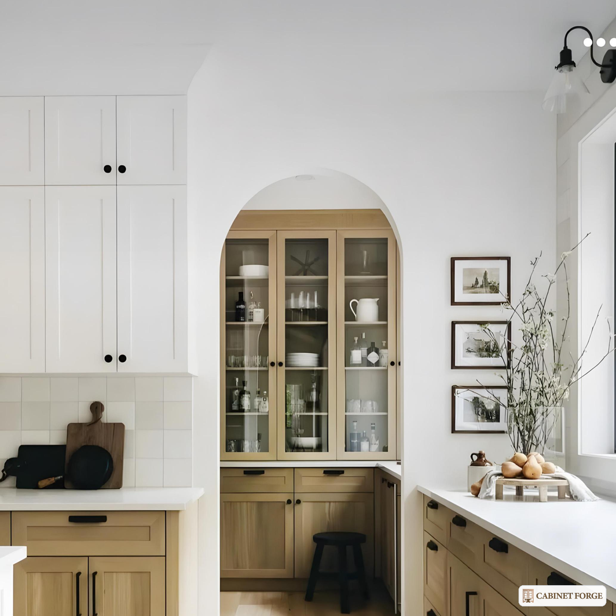 Cabinet Forge White Oak Sink and Specialty Base Cabinet Set - room scene