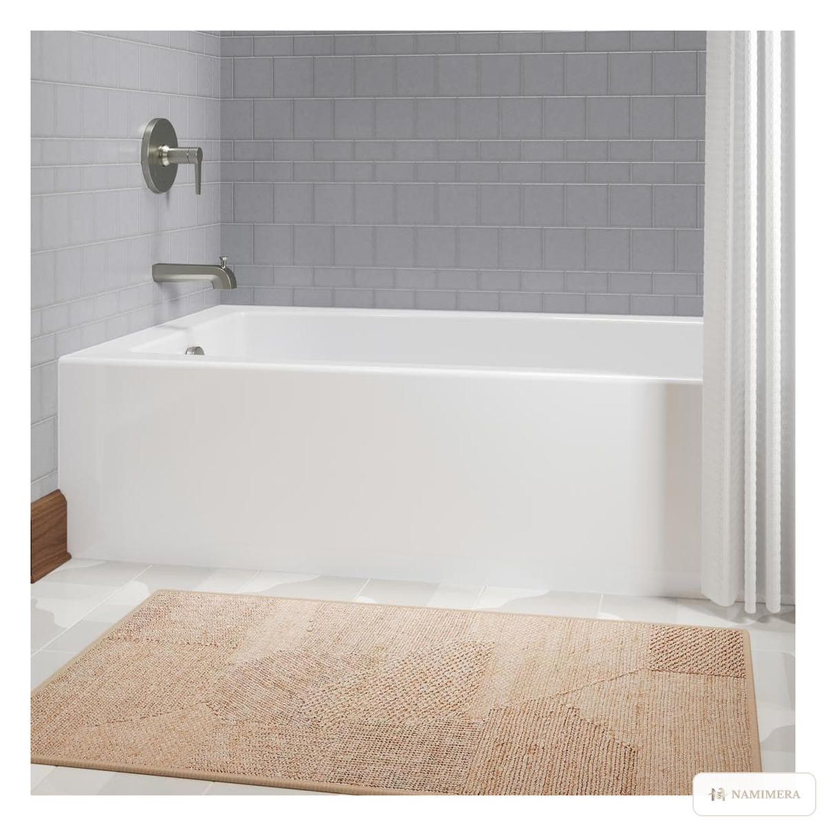 Namimera 60 in. Alcove Soaking Bathtub with Integral Apron, White - product view