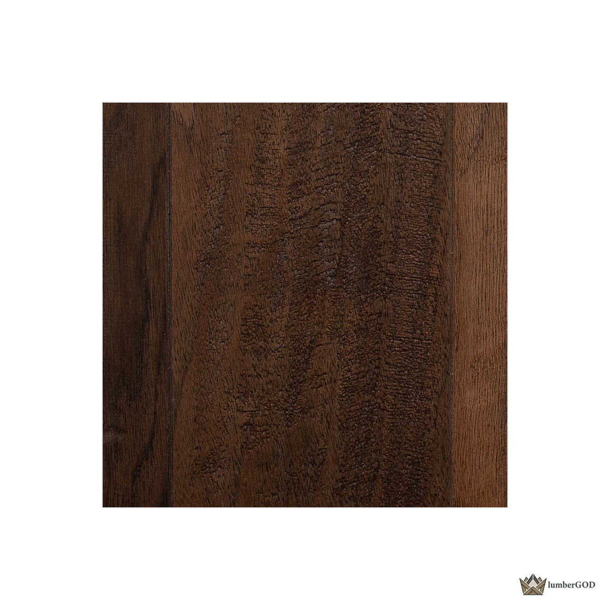 Lumber God Engineered Hardwood Flooring, 5 in Wide Plank, Hickory Red Oak and Walnut - surface texture detail
